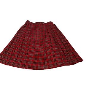 Vintage Principles Red Plaid Pleated Skirt-Vintage size 12-Flap over style.